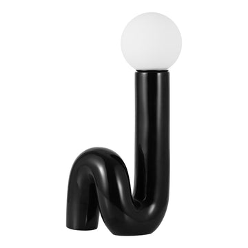 Katya 18" Scandinavian Minimalist Ceramic Spiral Tube LED Table Lamp - JONATHAN Y